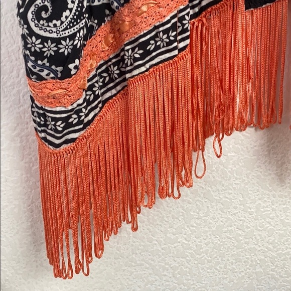 Nostalgia Boho Kimono Orange Fringe - Picture 6 of 8